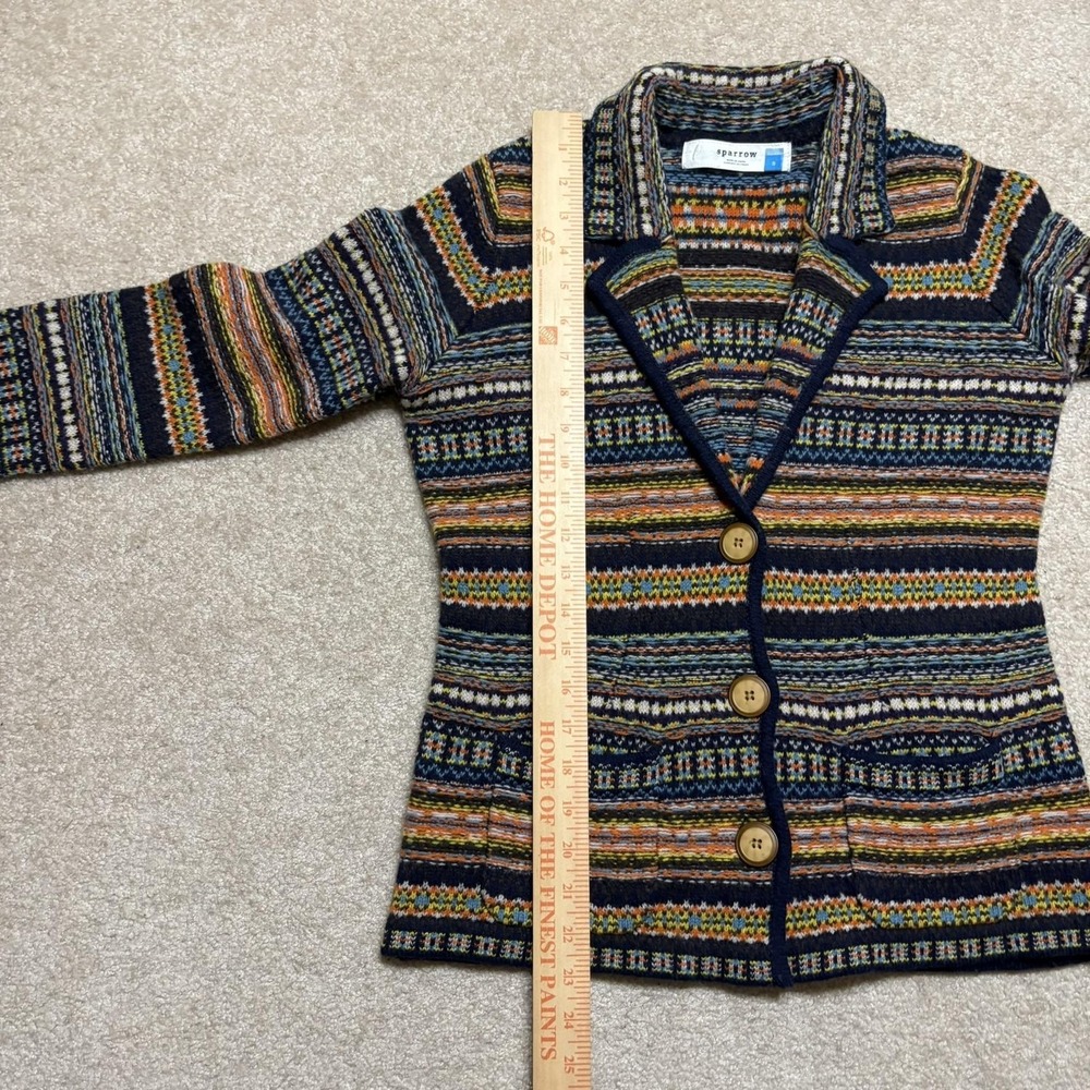 Anthropologie Sparrow Cardigan Sweater Womens Small Multicolor Fair Isle Wool - Picture 6 of 9